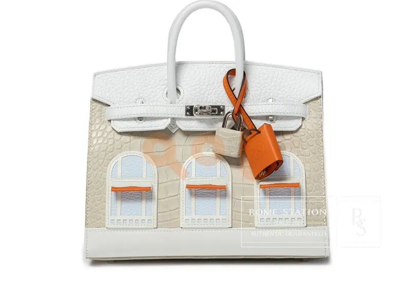 Hermès Sac Faubourg Birkin 20 White Matte Alligator Palladium Hardware