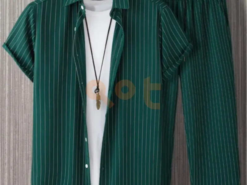Men Summer Outfit 2-Piece Set Short Sleeve Shirt and Pants Sweatsuit Set